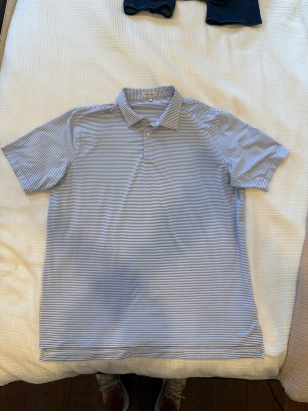 Peter Millar Light Blue Thin-Striped Polo